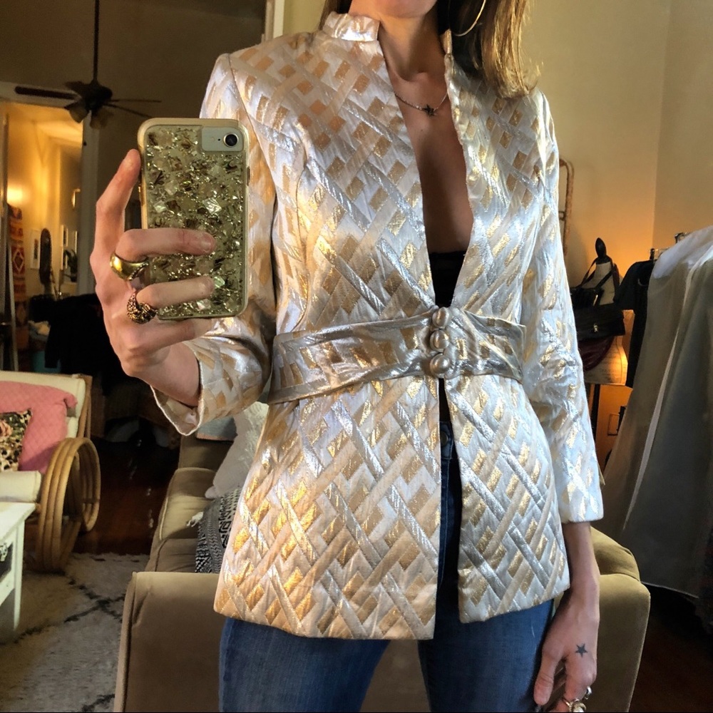 Vintage union made metallic quilted blazer/jacket